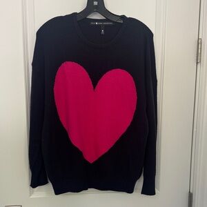 Aqua 🩷 Kerri Rosenthal Blue Crewneck Sweater with Hot Pink Heart Size M